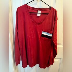 PINK Long-sleeved Graphic Tee - Red - Sz Medium — EUC